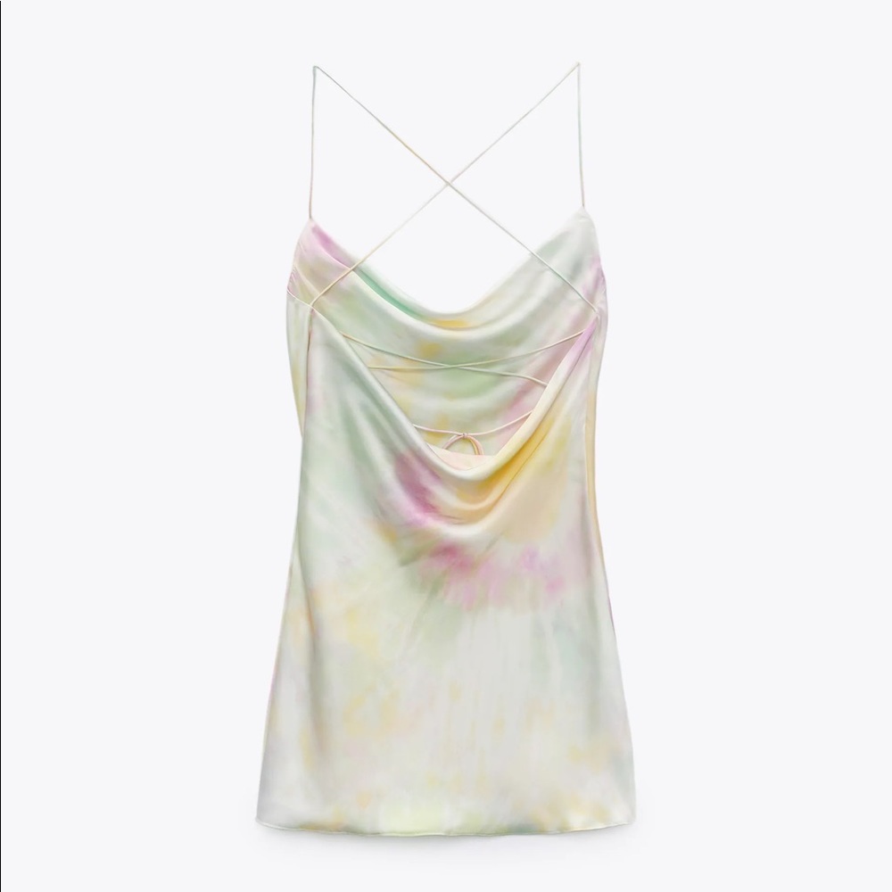 Zara Pastel Satin Dress - Picture 12 of 15